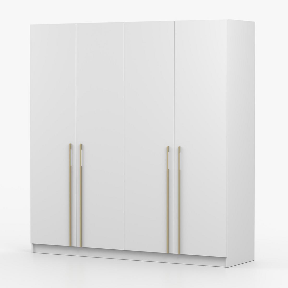 DREHTÜRENSCHRANK ROSA 4D 200/210/55 cm 4-türig Weiß - Goldfarben/Weiß, Holz/Holzwerkstoff (200/210/55cm) - imoebel24