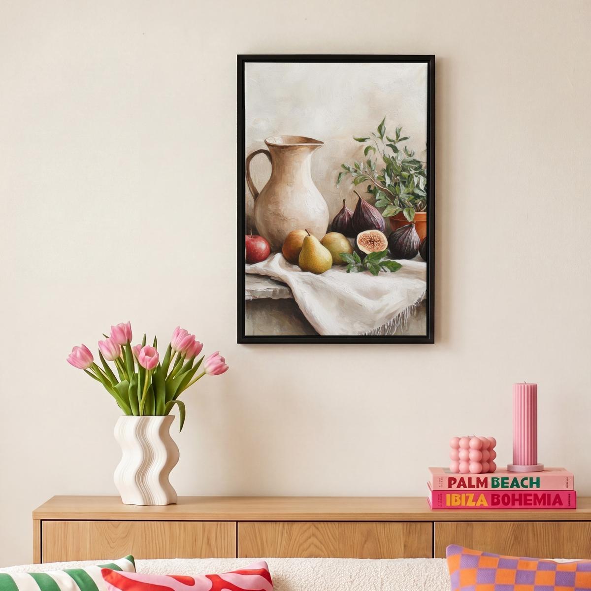 LEINWAND Bilder mit Rahmen - Obst - Kräuter - Ländlich - 20x30 - Naturfarben, Textil (20/30cm) - MuchoWow