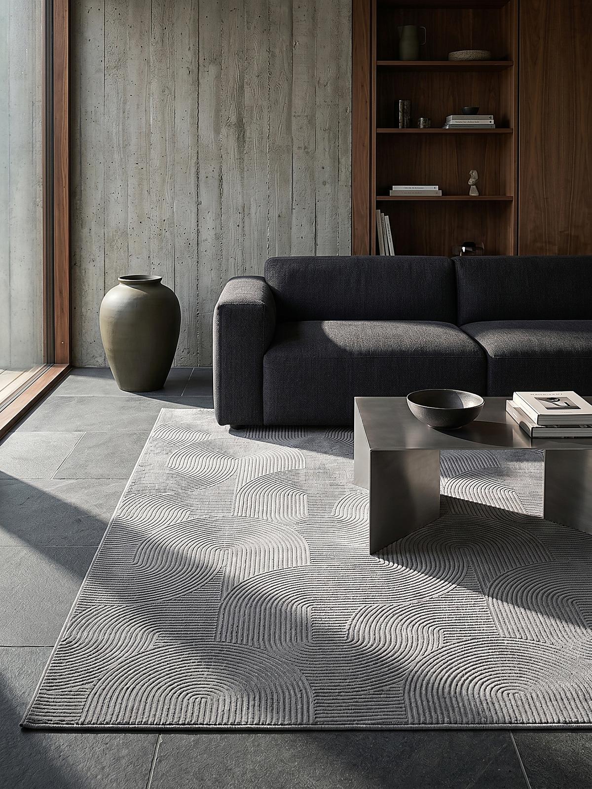 KURZFLORTEPPICH Antirutsch Geometrisch DALAR Polypropylen Grau 120 x 160 cm - Grau, Textil (120/160cm) - KADIMA DESIGN