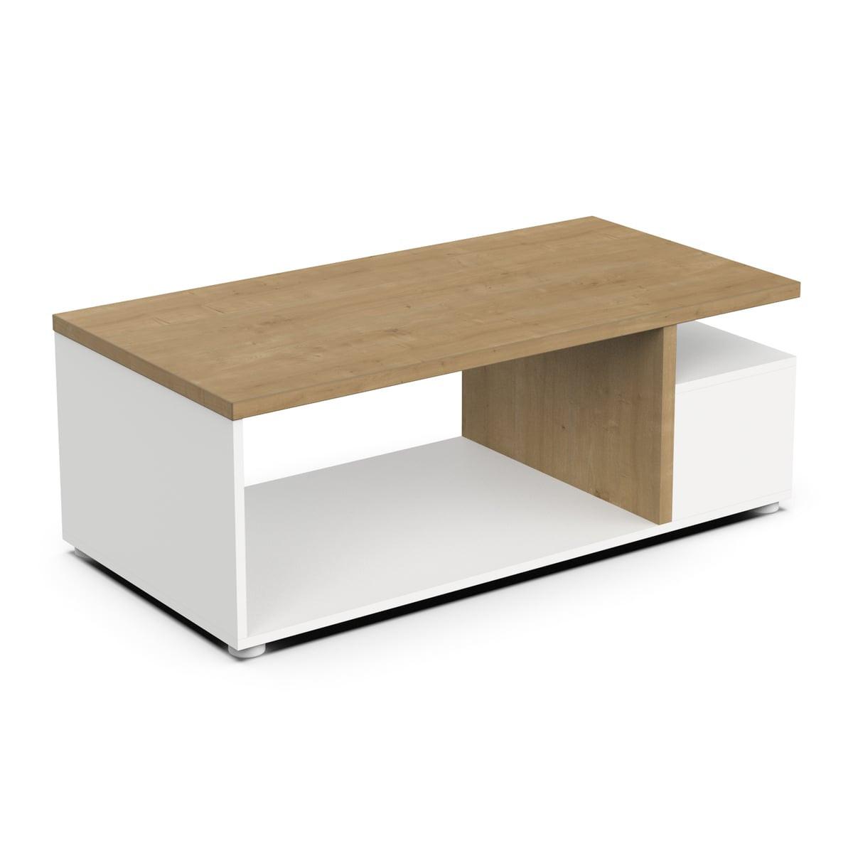 COUCHTISCH mit 3 Fächern Dekor Eiche und mattweiß access 91,8/36/50 cm - Eschefarben, Holzwerkstoff (51.7/50/36cm) - Calicosy