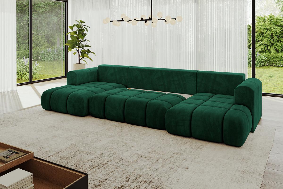 WOHNLANDSCHAFT CLOUD-U 405x185x90 Dunkelgrün Velours - Dunkelgrün, Holzwerkstoff/Kunststoff (405/90/185cm) - ALTDECOR