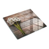 GLASPLATTE 60x52 cm Löwenzahn auf Brettern - Braun, Glas (60/0.4/52cm) - TULUP