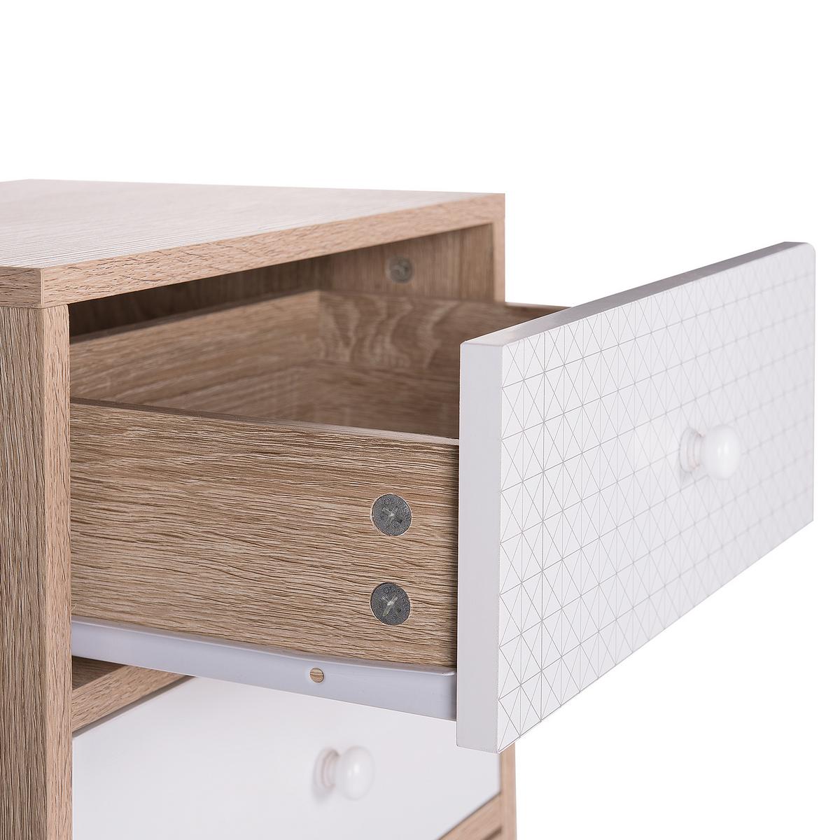 KOMMODE 5 Schubladen heller Holzfarbton/weiß Foley - Hellbraun/Blau, Holzwerkstoff (40/112/30cm) - Beliani