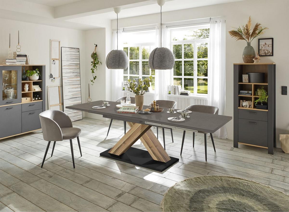 ESSTISCH ausziehbar Elene 160x90x76 Plankeneiche/Graphit - Grau, Holzwerkstoff (160/90/76cm) - 58aufmkessel