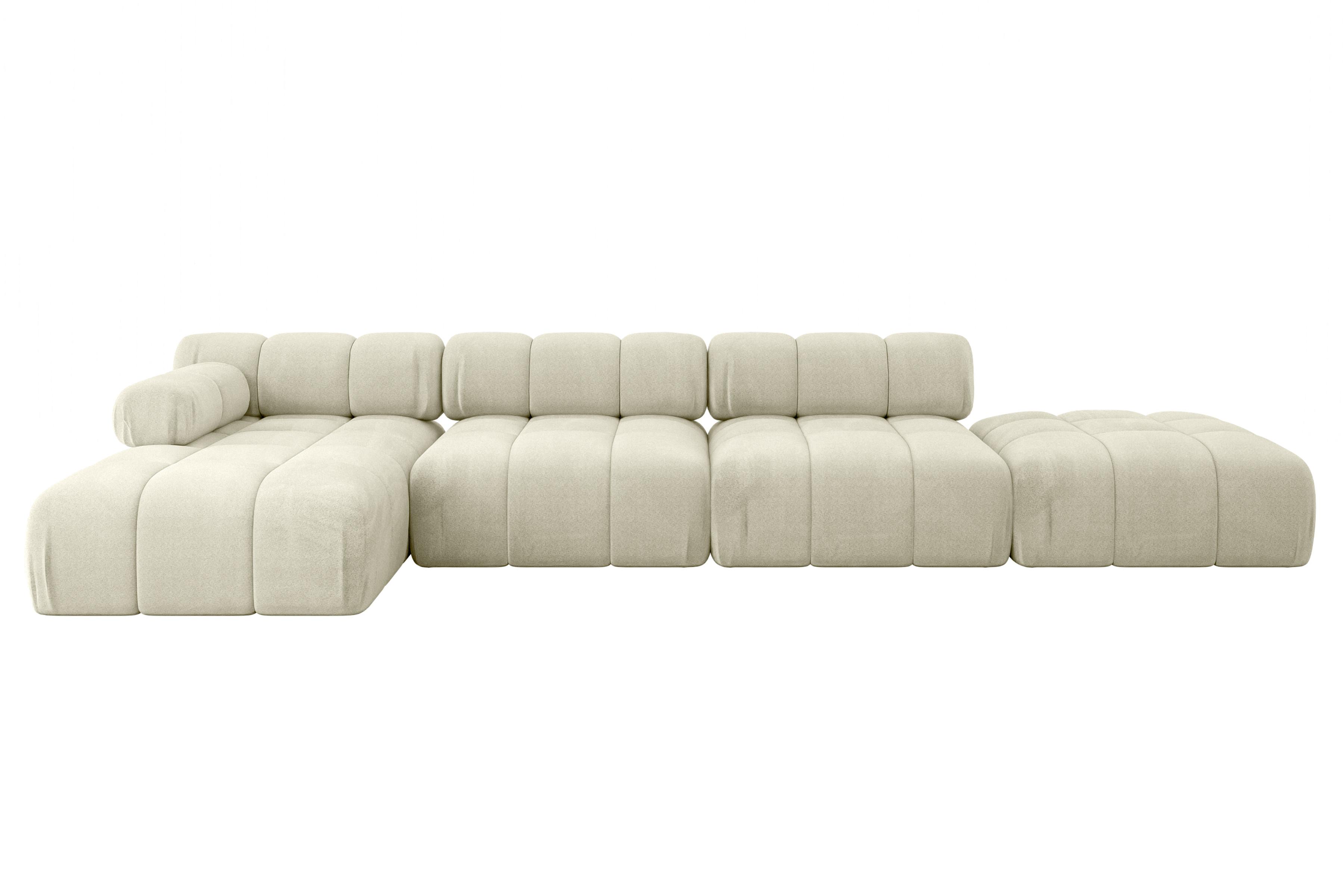 ECKSOFA modulares Sofa Lizur-L2 - 380x160x70 cm Beige Velours - Beige, Holzwerkstoff/Textil (380/160cm) - ALTDECOR