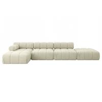 ECKSOFA modulares Sofa Lizur-L2 - 380x160x70 cm Beige Velours - Beige, Holzwerkstoff/Textil (380/160cm) - ALTDECOR