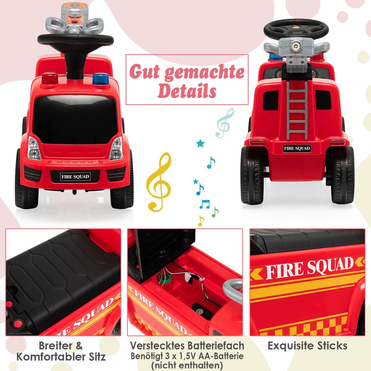 FEUERWEHRAUTO Rot - Rot, Kunststoff (82/45/28cm) - COSTWAY