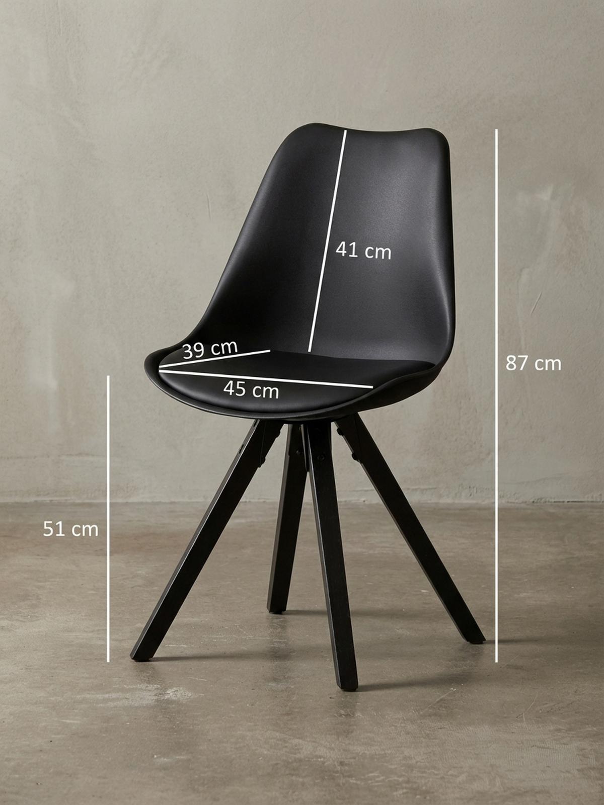 ESSZIMMERSTUHL 2er Set aus Kunstleder Schwarz mit Polsterung und schwarzen Beinen im skandinavischen Stil - Schwarz, Holz/Textil (49/87/52cm) - KADIMA DESIGN