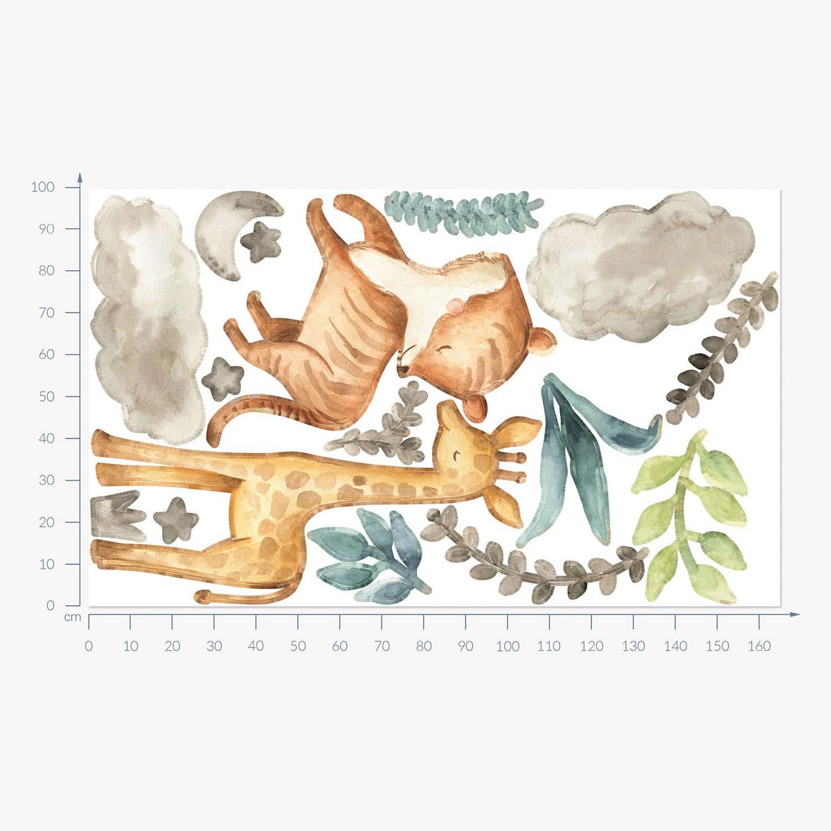 WANDAUFKLEBER 100x165cm - Pflanzen und Tiere - Multicolor, Kunststoff (100/165/0.1cm) - Wallfluent