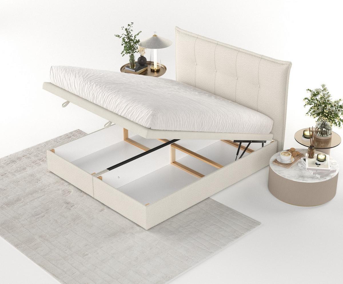 POLSTERBETT Liano mit Stauraum 180/200 cm Hellbeige im Alta Stoff - Sandfarben/Schwarz, Holz/Holzwerkstoff (180/200cm) - AltaBeds