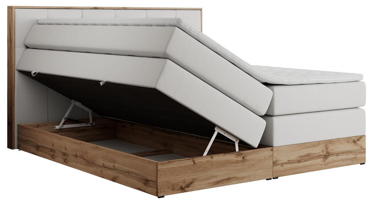 BOXSPRINGBETT VENETO KING 180/200 Weiß Kunstleder - H4 - Weiß, Holz/Textil (180/200cm) - MKS