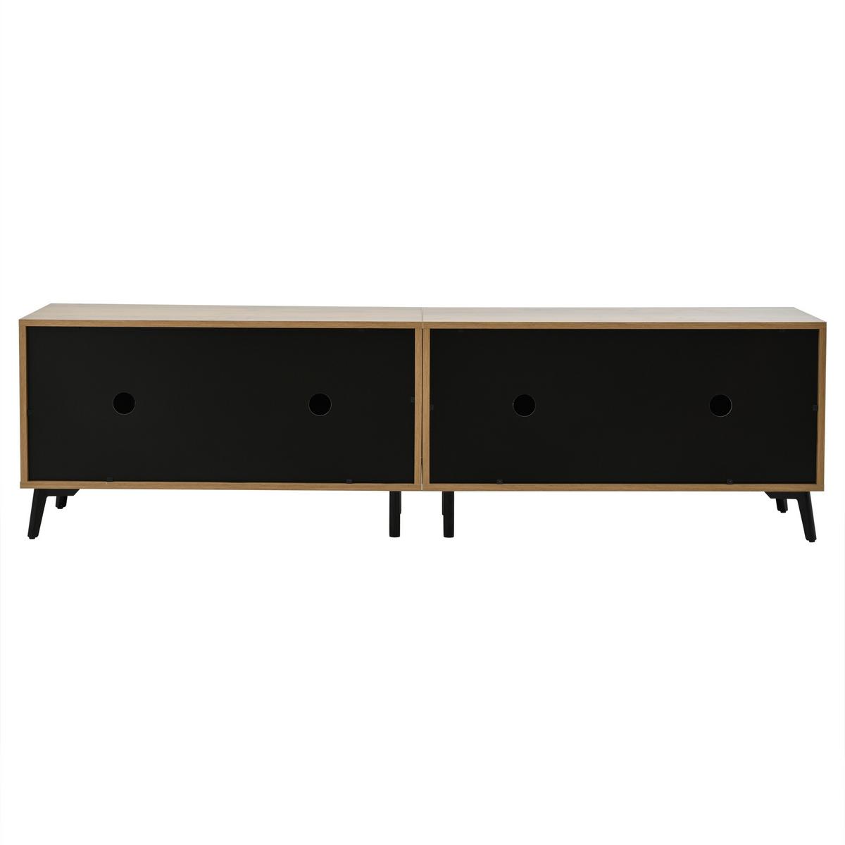 TV-LOWBOARD Natur & Schwarz 180 cm für Fernseher bis 75 Zoll - Naturfarben, Holzwerkstoff (180/50/40cm) - Urban Meuble