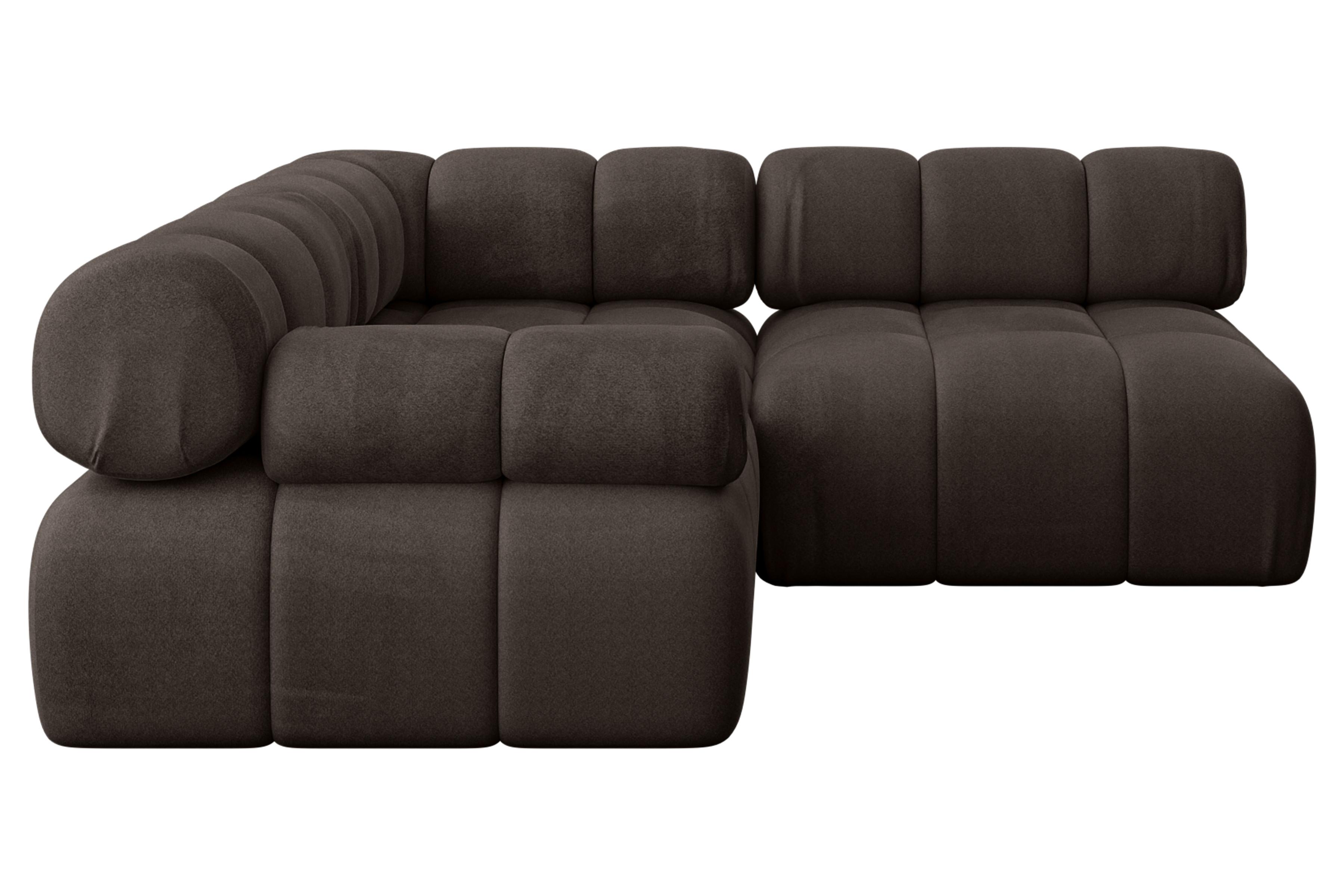 ECKSOFA modulares Sofa Mende-L1 - 190x190x70 cm Braun Velours - Braun, Holzwerkstoff/Textil (190/190cm) - ALTDECOR