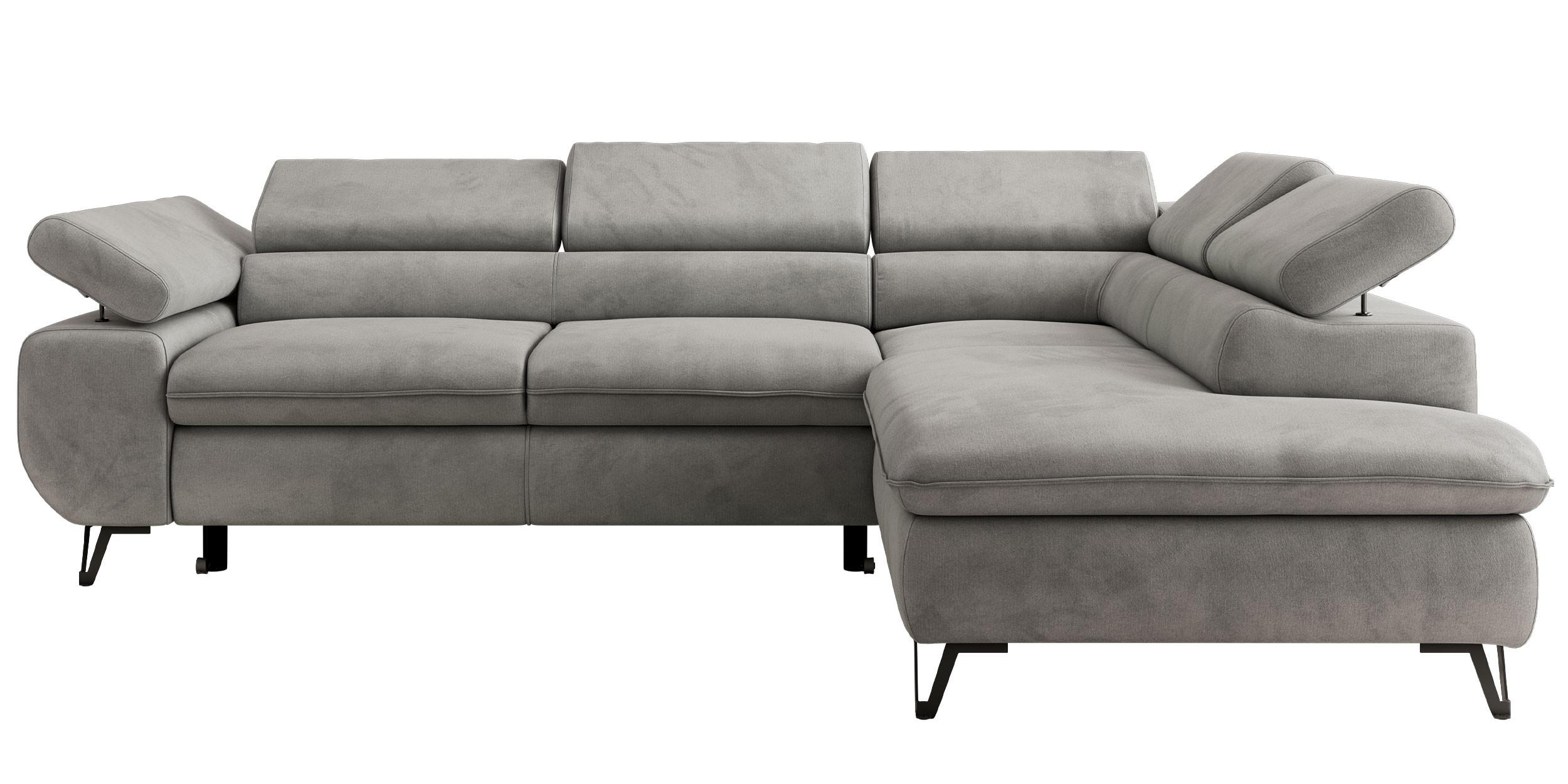 ECKSOFA PABLO L Hellgrau Velvet - Rechts Seite mit T25 Topper - Hellgrau/Schwarz, Textil/Metall (273/208cm) - MKS