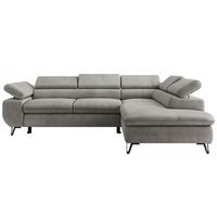 ECKSOFA PABLO L Hellgrau Velvet - Rechts Seite mit T25 Topper - Hellgrau/Schwarz, Textil/Metall (273/208cm) - MKS