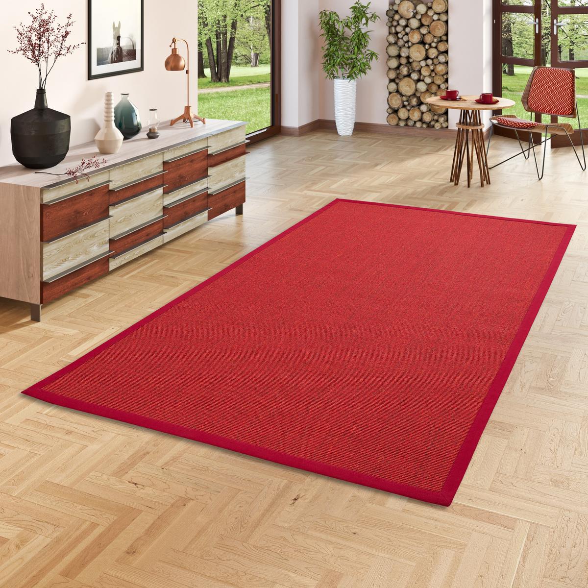 SISALTEPPICH NATURA KLASSISCH MIT BORDÜRE - Rot, Textil (200/250cm) - Pergamon