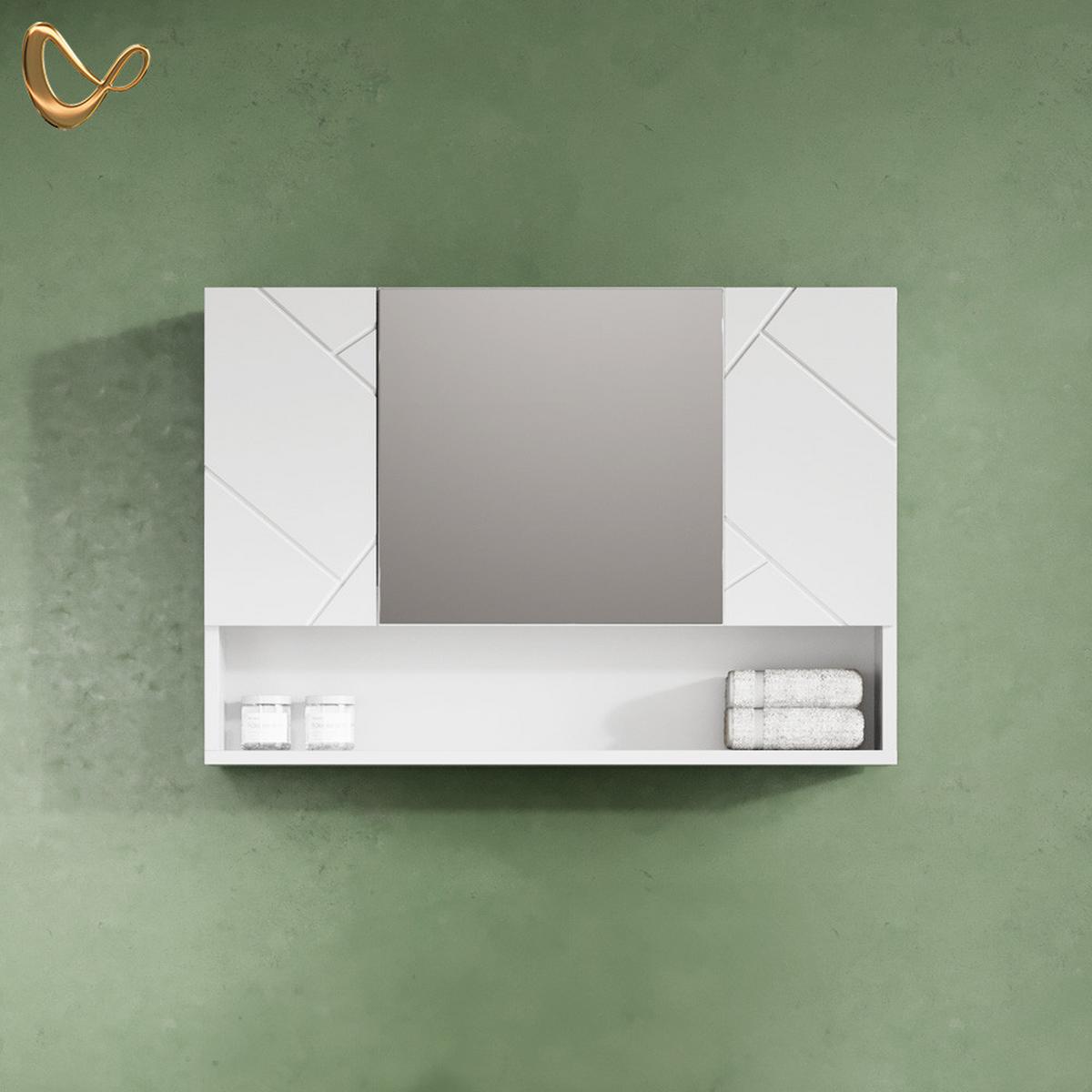 BADSPIEGELSCHRANK Ronco Weiß Hochglanz 80.1 x 55 cm - Weiß Hochglanz, Holzwerkstoff (80.1/55/17cm) - Livinity®
