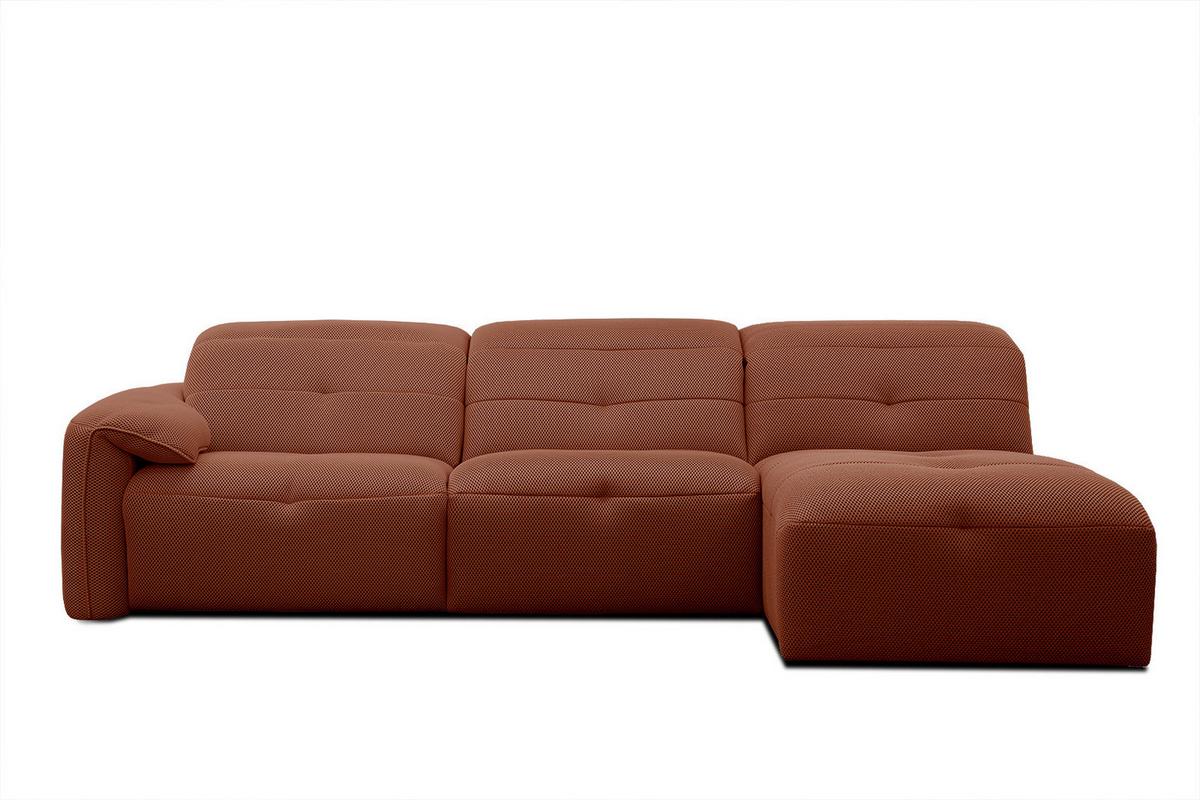 ECKSOFA TRENTO 4-Sitzer mit 1 Relaxfunktion, dunkelorange - Dunkelorange/Schwarz, Holzwerkstoff/Kunststoff (262/165cm) - Wozimo