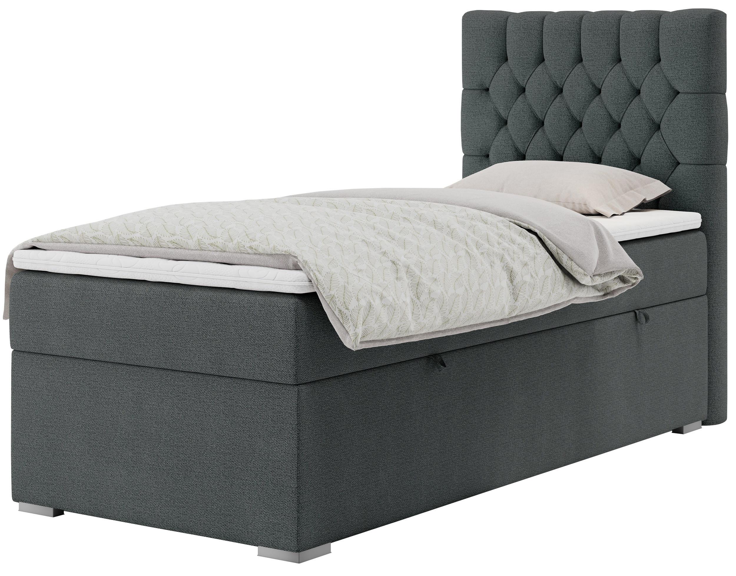 BOXBETT PERA 90/200 Dunkelgrau Struktur - H4 - Rechts Seite - Dunkelgrau, Holz/Textil (90/200cm) - MKS