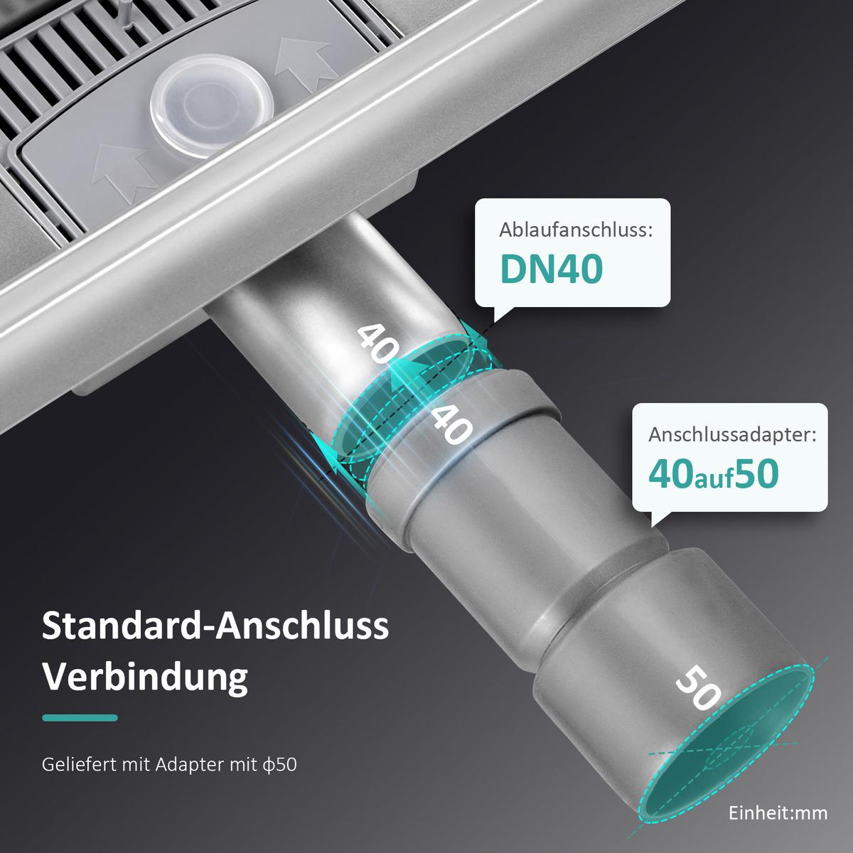 DUSCHRINNE Edelstahl Dusche & Bad 60/11 cm - Chromfarben, Metall (11/9/60cm) - EMKE