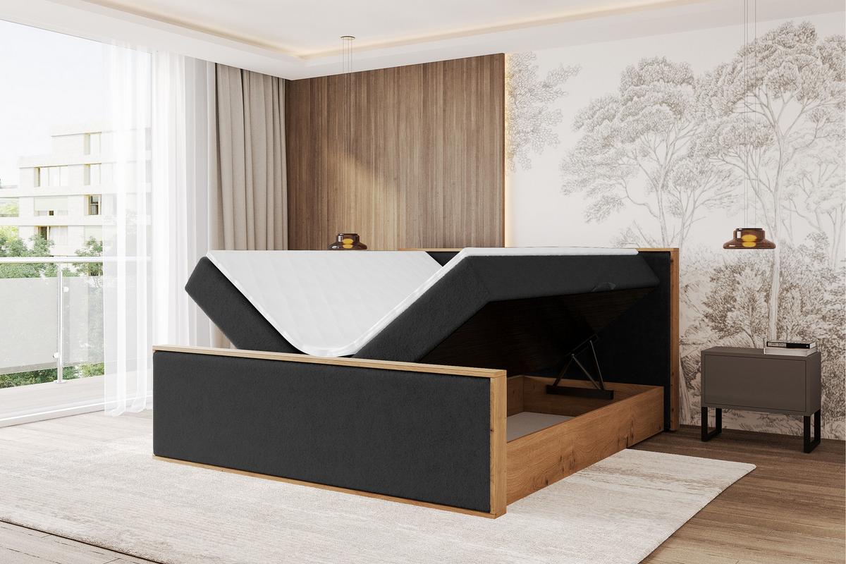 BOXBETT LOLLI9 -Z 120x200 - H3 Schwarz - Schwarz Hochglanz, Holzwerkstoff (120/200cm) - ALTDECOR