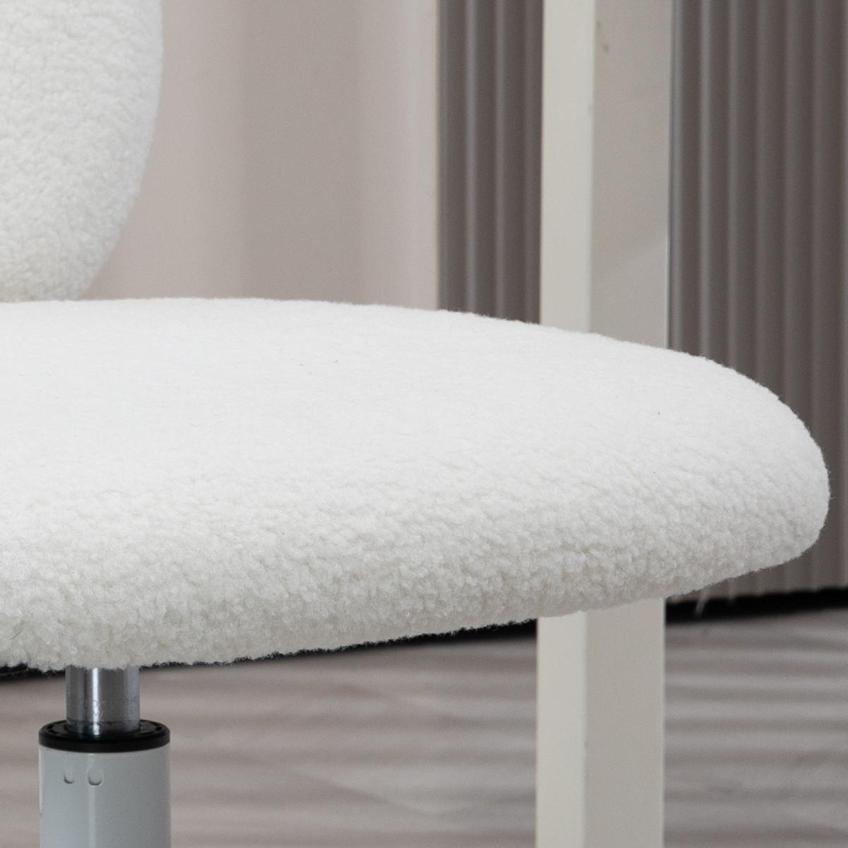 BÜROSTUHL Höhenverstellbarer Schreibtischstuhl Teddy-Vlies Drehstuhl Weiß - Weiß, Kunststoff (56/90/50cm) - HOMCOM