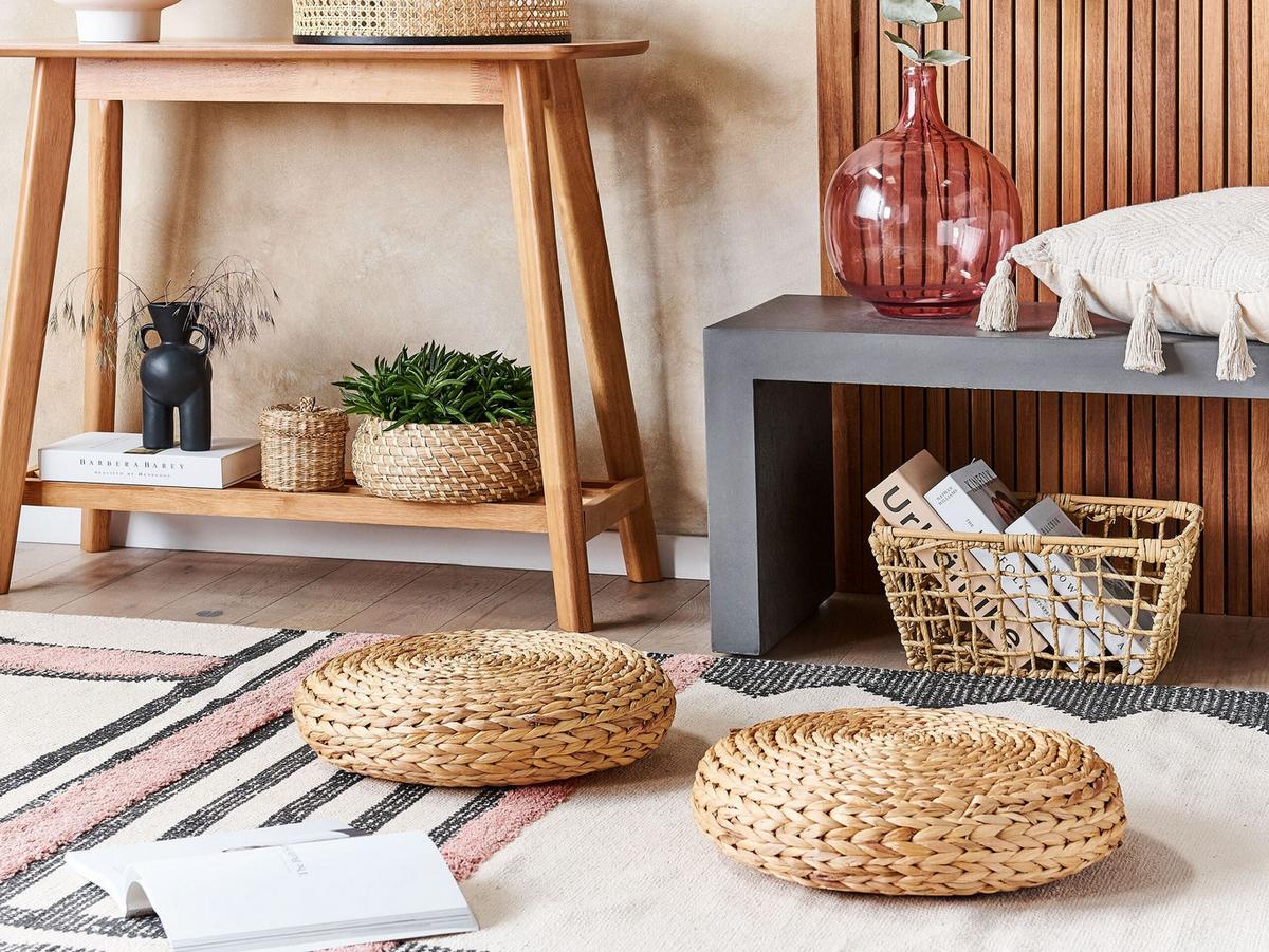 POUF Wasserhyazinthe Beige Wahoo - Naturfarben, Holz (40/10/40cm) - Beliani
