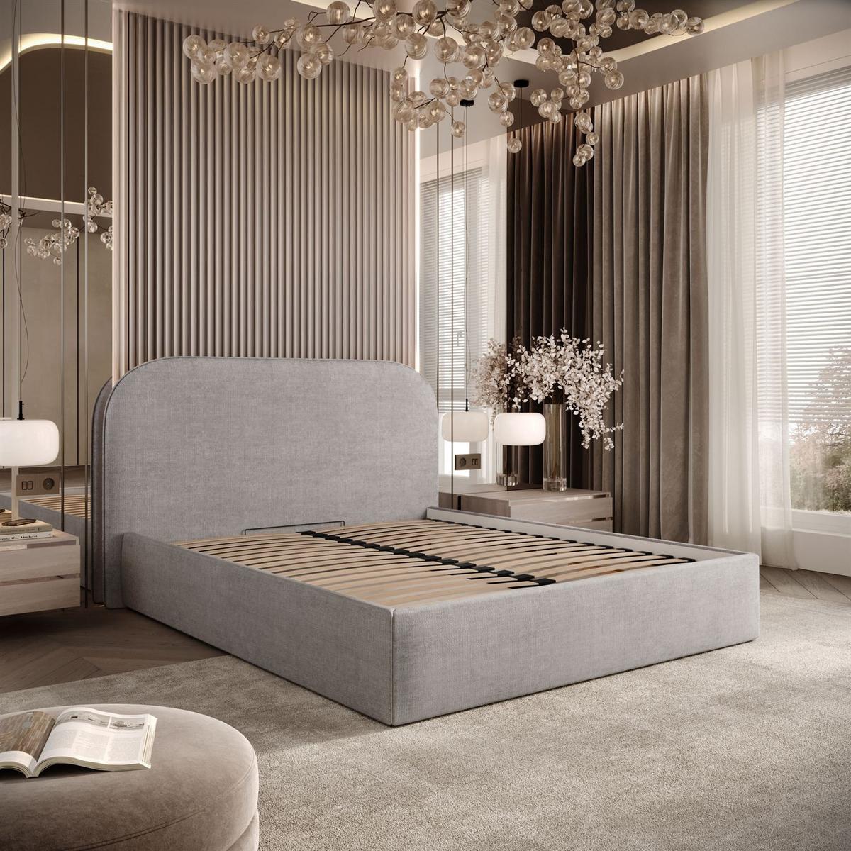 POLSTERBETT OLIMPIA mit Bettkasten 160x200, Perfect Harmony 80 - Hellgrau, Textil (160/200cm) - Lookway