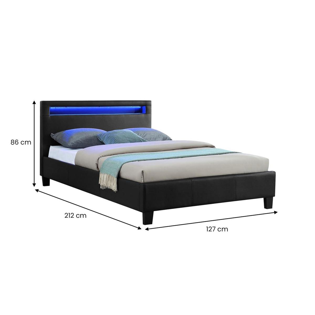 POLSTERBETT MIT LED MIRASOL 120X200 CM - Schwarz, Textil (120/200cm) - CARO-Möbel