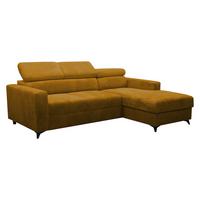 ECKSOFA Milano Premium Cord, Seite: Rechts 2R+LC - Schwarz/Bronzefarben, Holz/Textil (236/172cm) - MIRJAN24