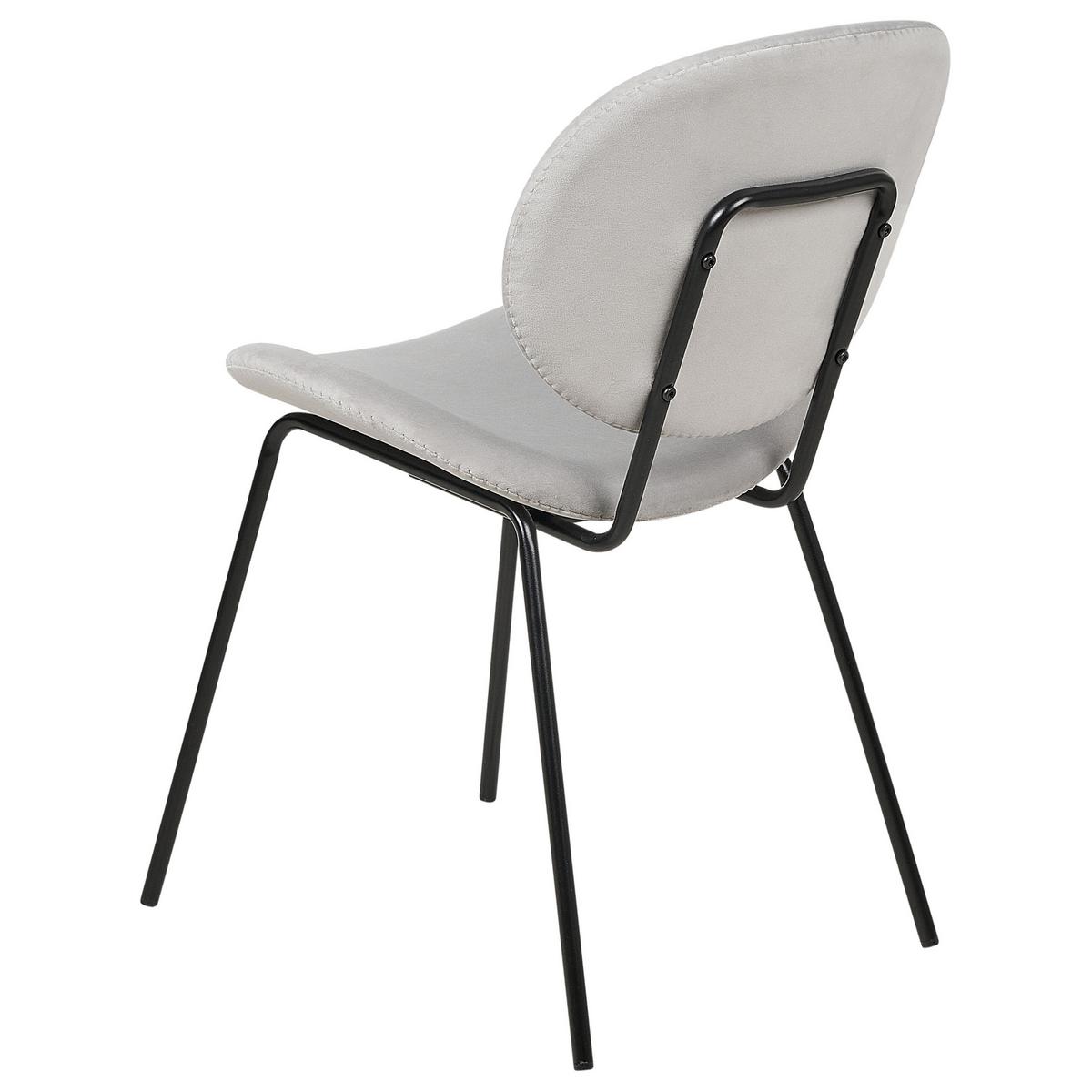 ESSZIMMERSTUHL 2er-Set Samtstoff hellgrau/schwarz Luana - Schwarz/Grau, Textil (50/80/52cm) - Beliani