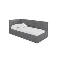 EINZELLBETT Jugendbett mit Bettkasten, Rechts - BEMY 100x200 Dunkelgrau - Schieferfarben, Holzwerkstoff/Textil (100/200cm) - ALTDECOR