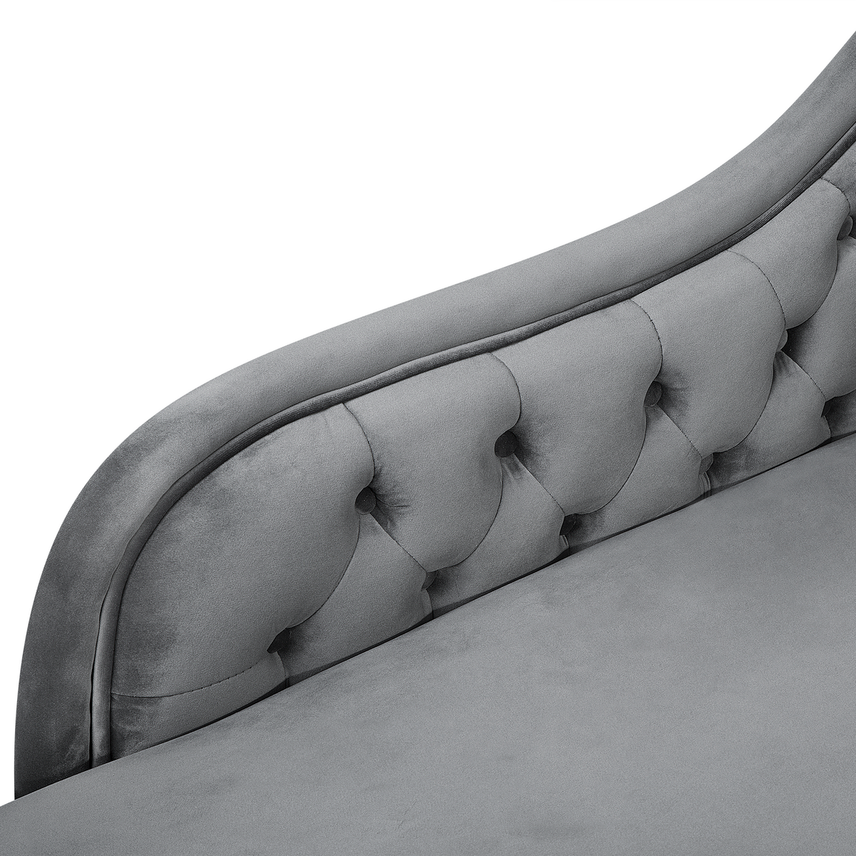 CHAISELONGUE Samtstoff grau rechtsseitig Nimes - Dunkelbraun/Grau, Textil (170/79/61cm) - Beliani