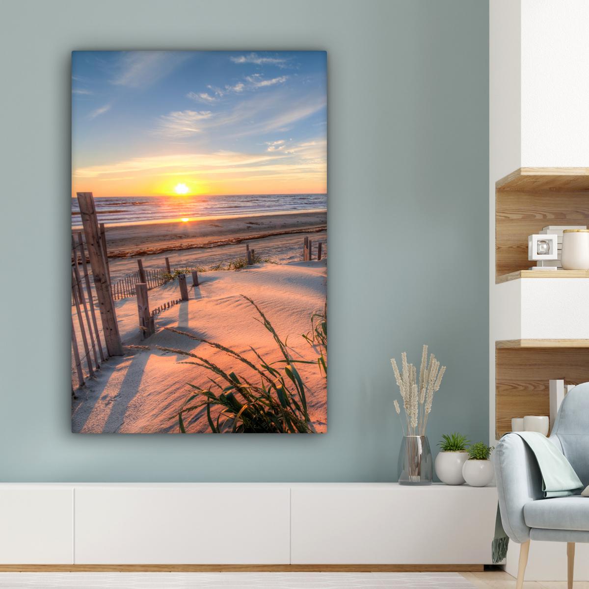 LEINWANDBILD Strand - Meer - Düne - Sonnenuntergang - Landschaft Deko XXL 80x120 cm - Beige, Textil (80/120cm) - MuchoWow