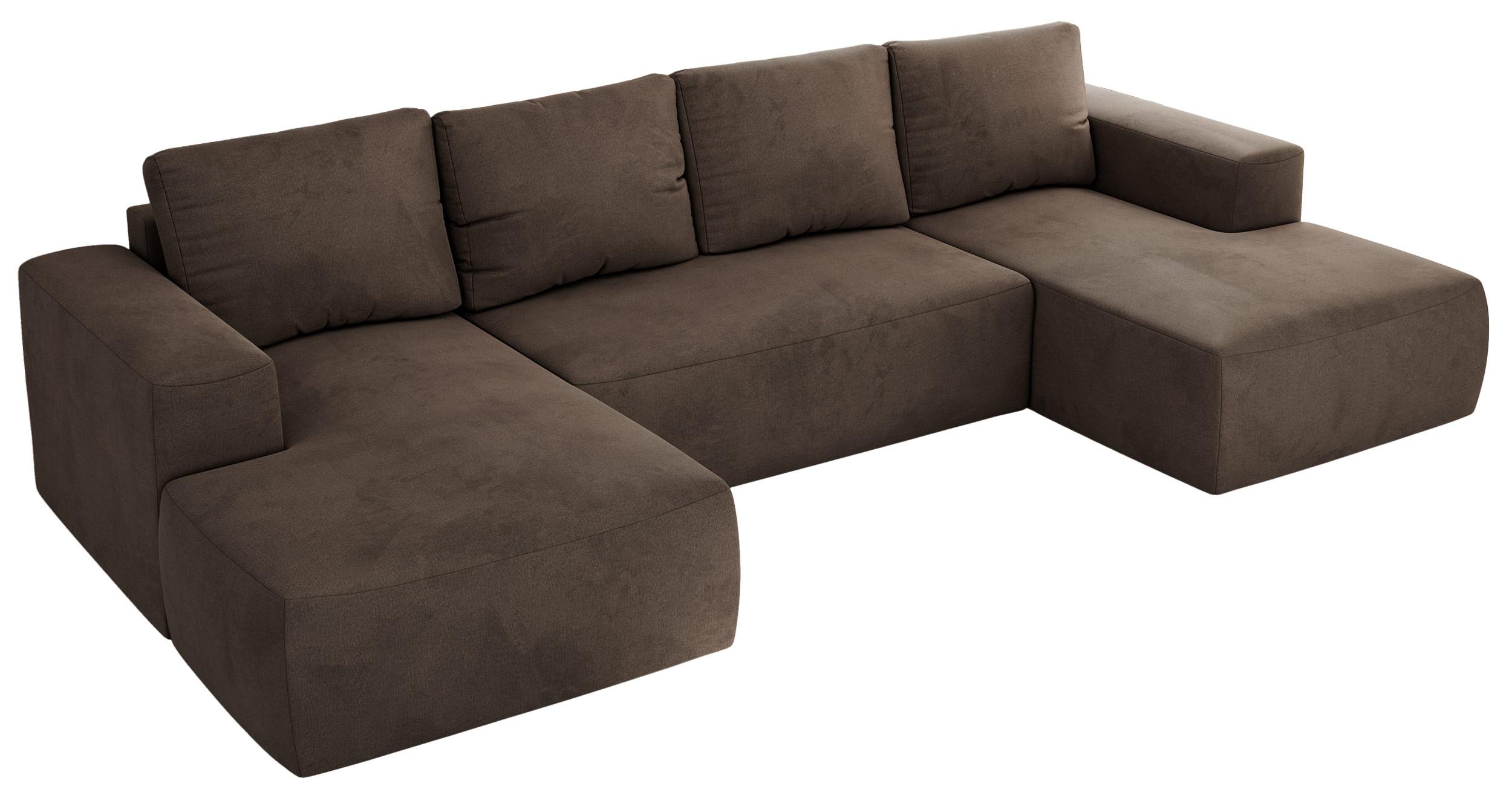 WOHNLANDSCHAFT TRENTINO U Braun Velvet - Schwarz/Braun, Kunststoff/Textil (334/91/163cm) - MKS