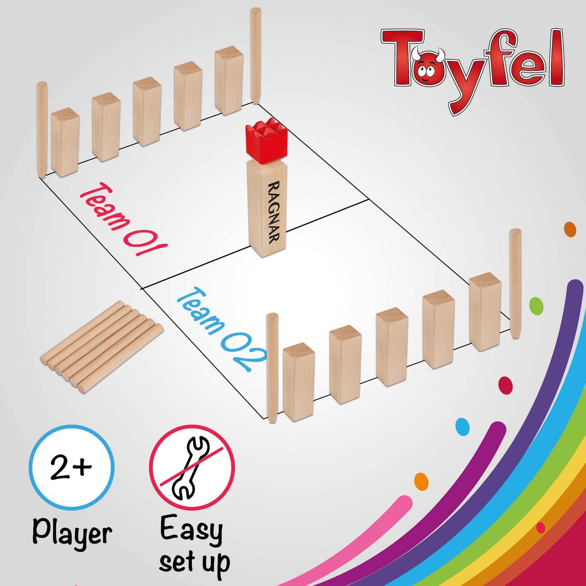 KUBB Ragnar - Naturfarben, Holz (30/6cm) - Toyfel