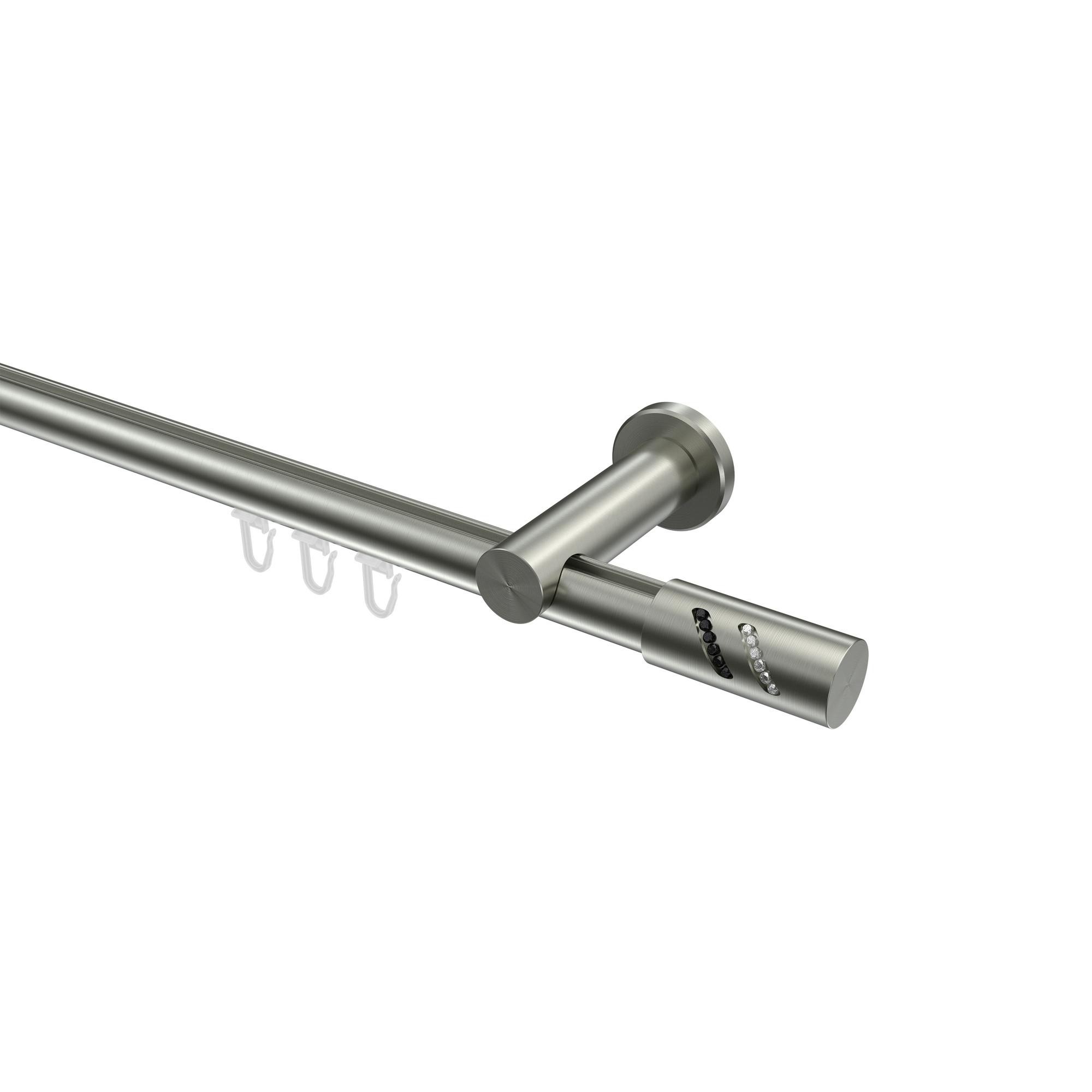 GARDINENSTANGE INNENLAUF Platon Zoena 300 cm (geteilt in 3 x 100 cm), 1-läufig, 20 mm Ø Edelstahl-Optik - Edelstahlfarben, Metall (300cm) - INTERDECO