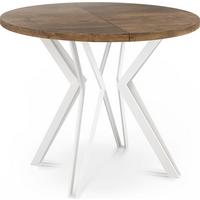 ESSTISCH Austin runder ausziehbarer, Lefkas Eiche 120-200/100/76 cm - Alteiche/Weiß, Holzwerkstoff/Metall (120/200/76cm) - WFL GROUP