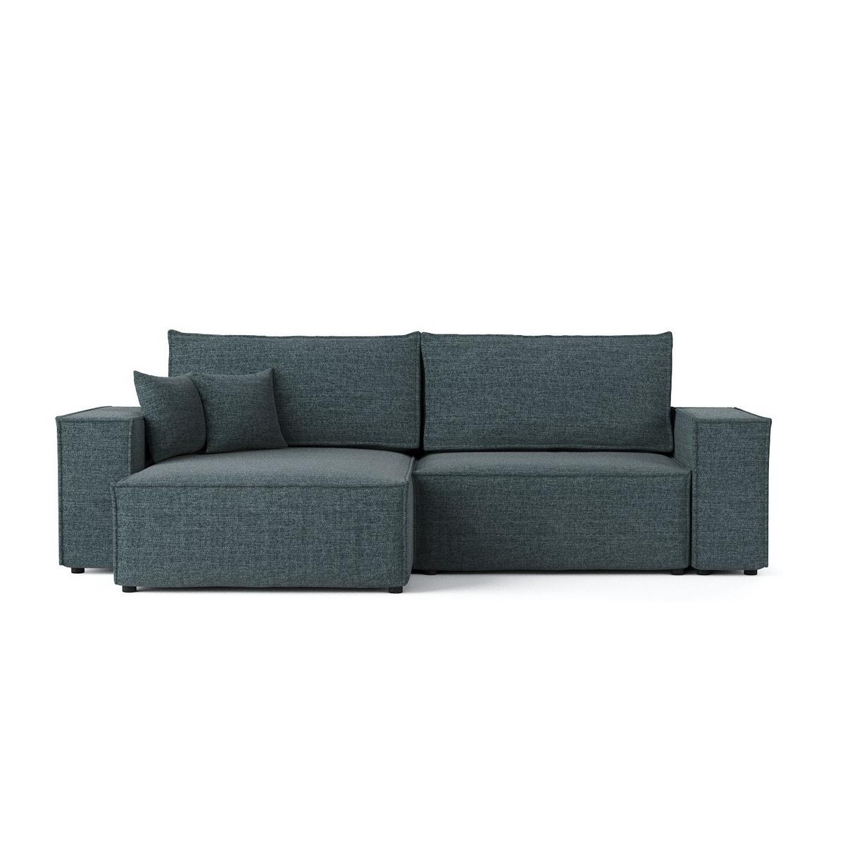 ECKSOFA CAVO mit Schlaffunktion Blaugrau im City Stoff - Blaugrau/Schwarz, Holz/Holzwerkstoff (255/148cm) - AltaBeds