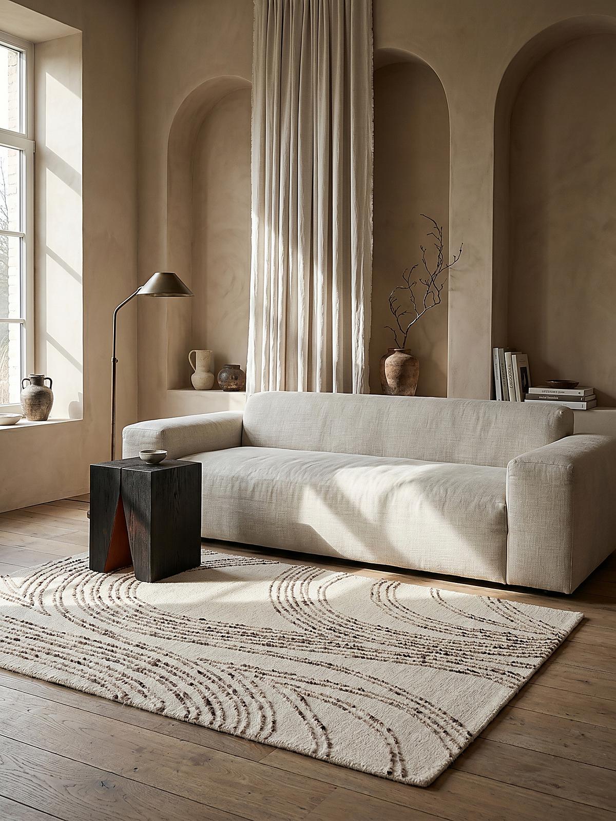WOLLTEPPICH HUMBER, abstrakt, Natur-Braun, 80 x 150 cm - Beige, Textil (150/80cm) - KADIMA DESIGN