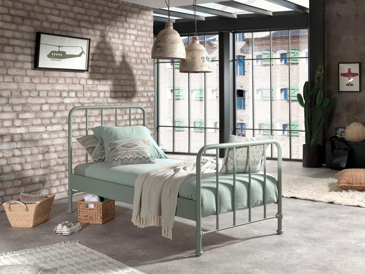 METALLBETT Kay 97x110x206 aus Metall in Grün matt - Grün, Metall (90/200cm) - 58aufmkessel