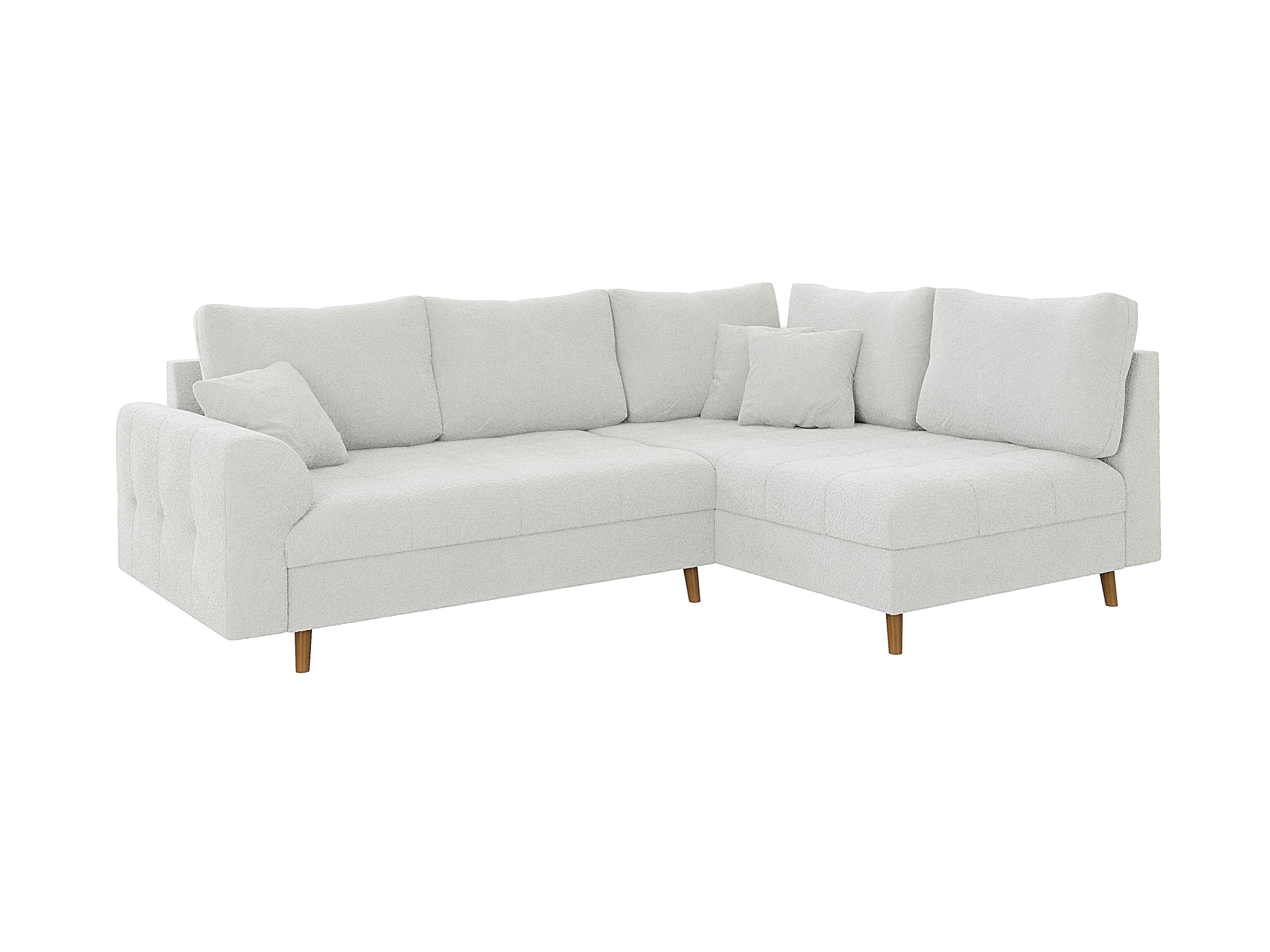 ECKSOFA Henrik Weiß Boucle - Ottomane rechts - Weiß/Braun, Holz/Textil (231/161cm) - S-Style