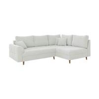 ECKSOFA Henrik Weiß Boucle - Ottomane rechts - Weiß/Braun, Holz/Textil (231/161cm) - S-Style