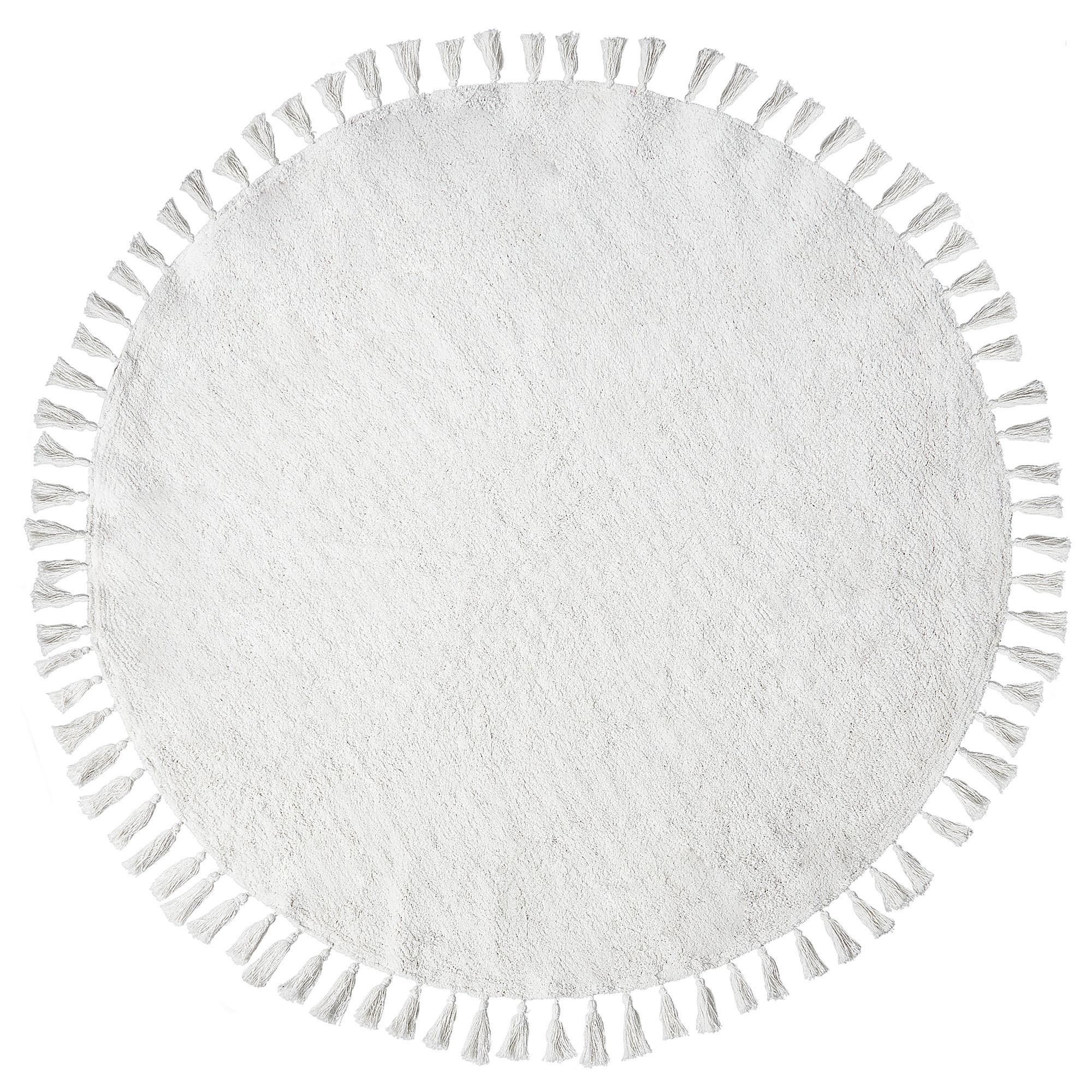 TEPPICH Weiß 120 cm Baumwolle Mitsobi - Weiß, Textil (120/120cm) - Beliani
