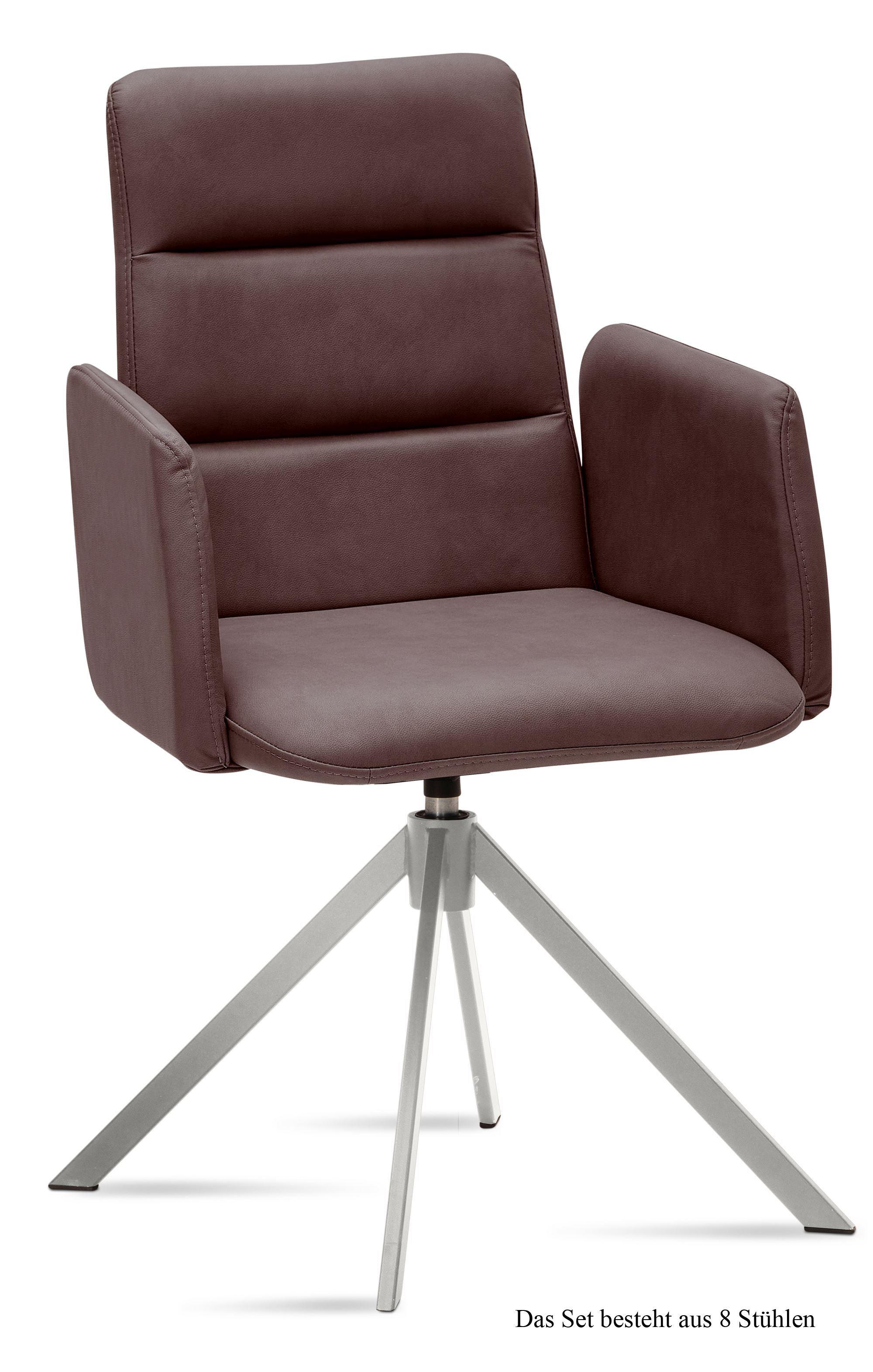 ARMLEHNSTUHL drehbar (8er-Set) Dulcia 52x92x60 Edelstahl/Braun - Edelstahlfarben/Braun, Kunststoff (60/92/52cm) - 58aufmkessel