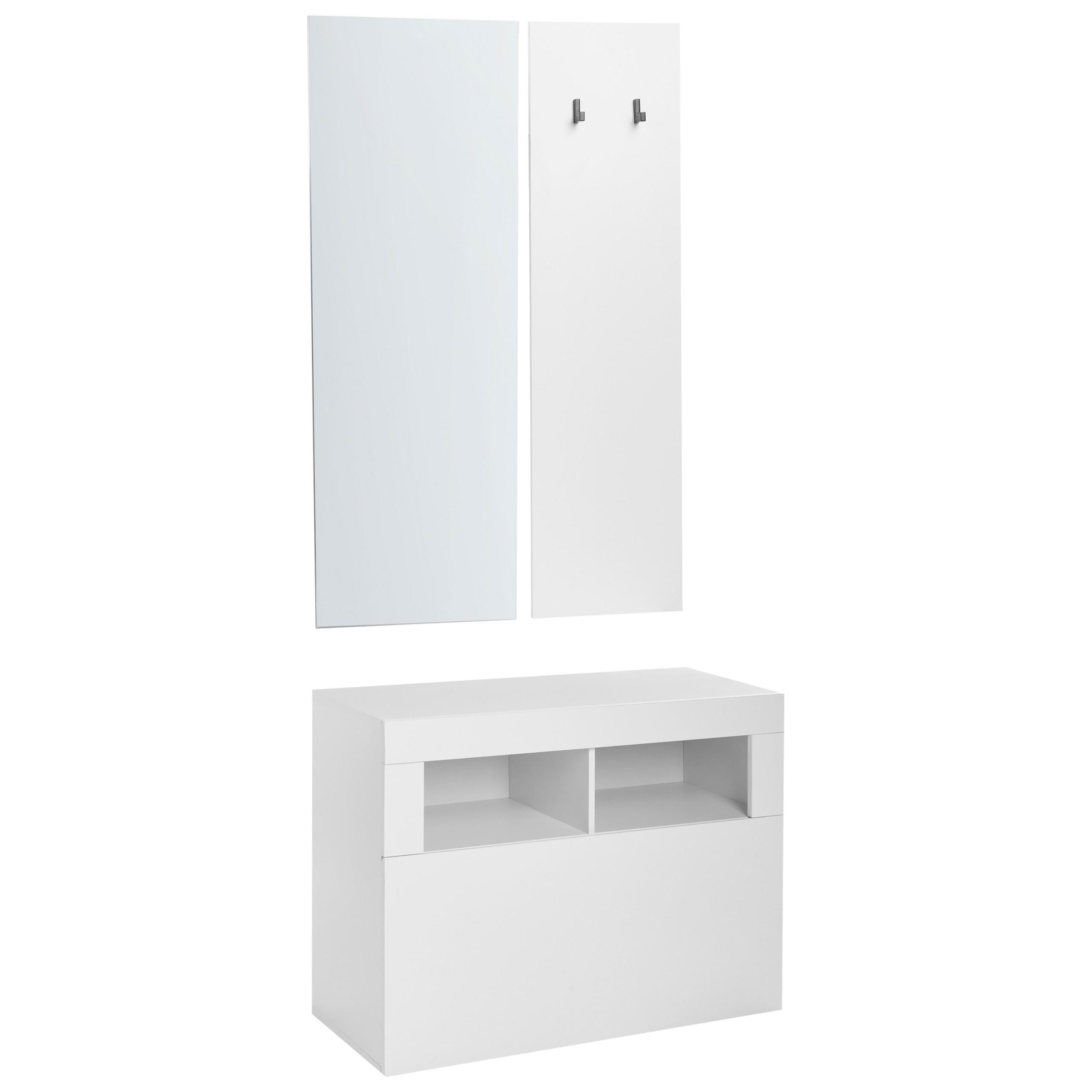 FLUR-SET Weiß Bathurst - Weiß, Holzwerkstoff (80/60/35cm) - Beliani