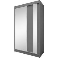 SCHWEBETÜRENSCHRANK Gaja II 120/216/61 graphit mit Spiegel und Schubladen - Graphitfarben, Holzwerkstoff (120/216/61cm) - Beautysofa