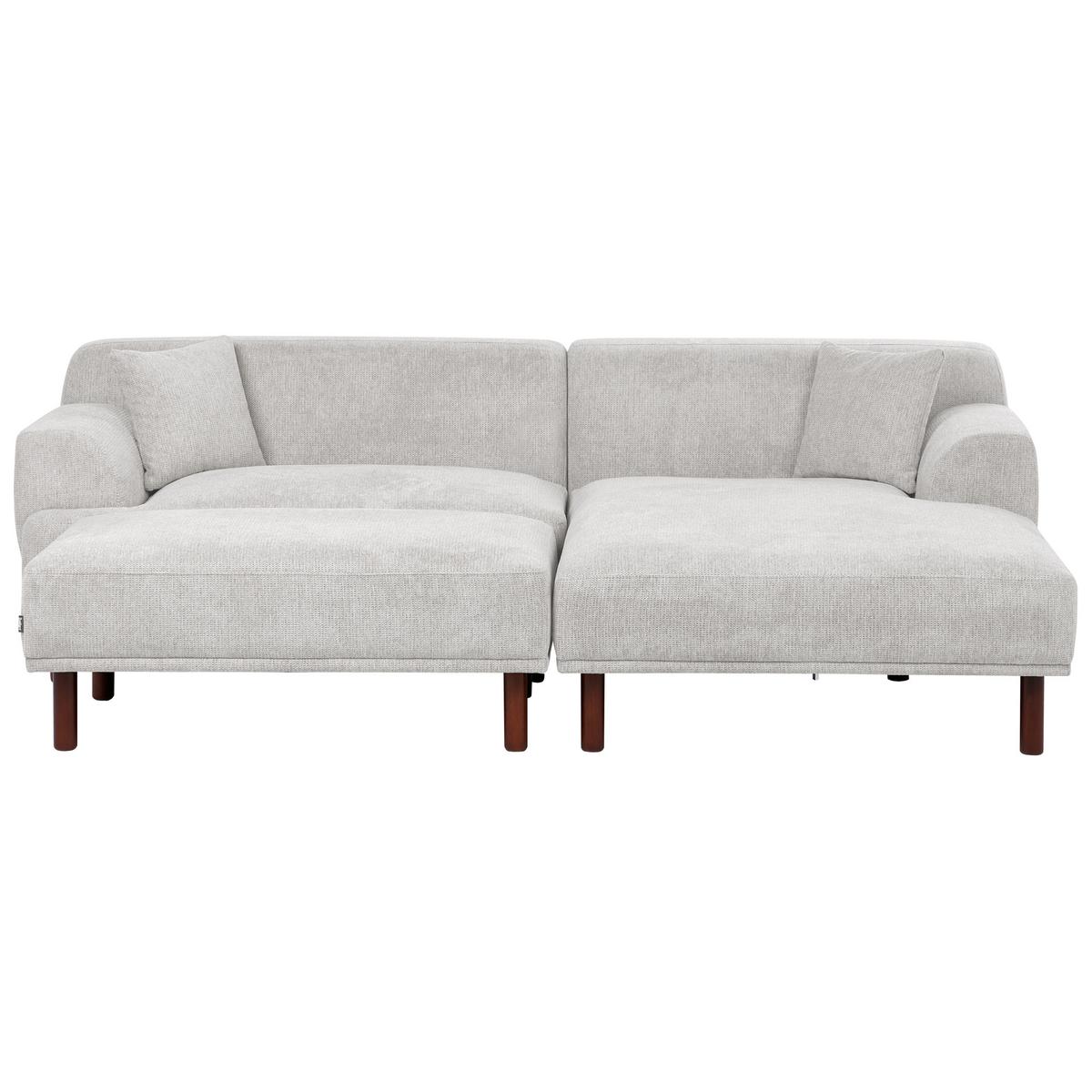 ECKSOFA 3-Sitzer Stoff Hellgrau mit Ottomane linksseitig Holt - Hellgrau, Textil (241/159cm) - Beliani