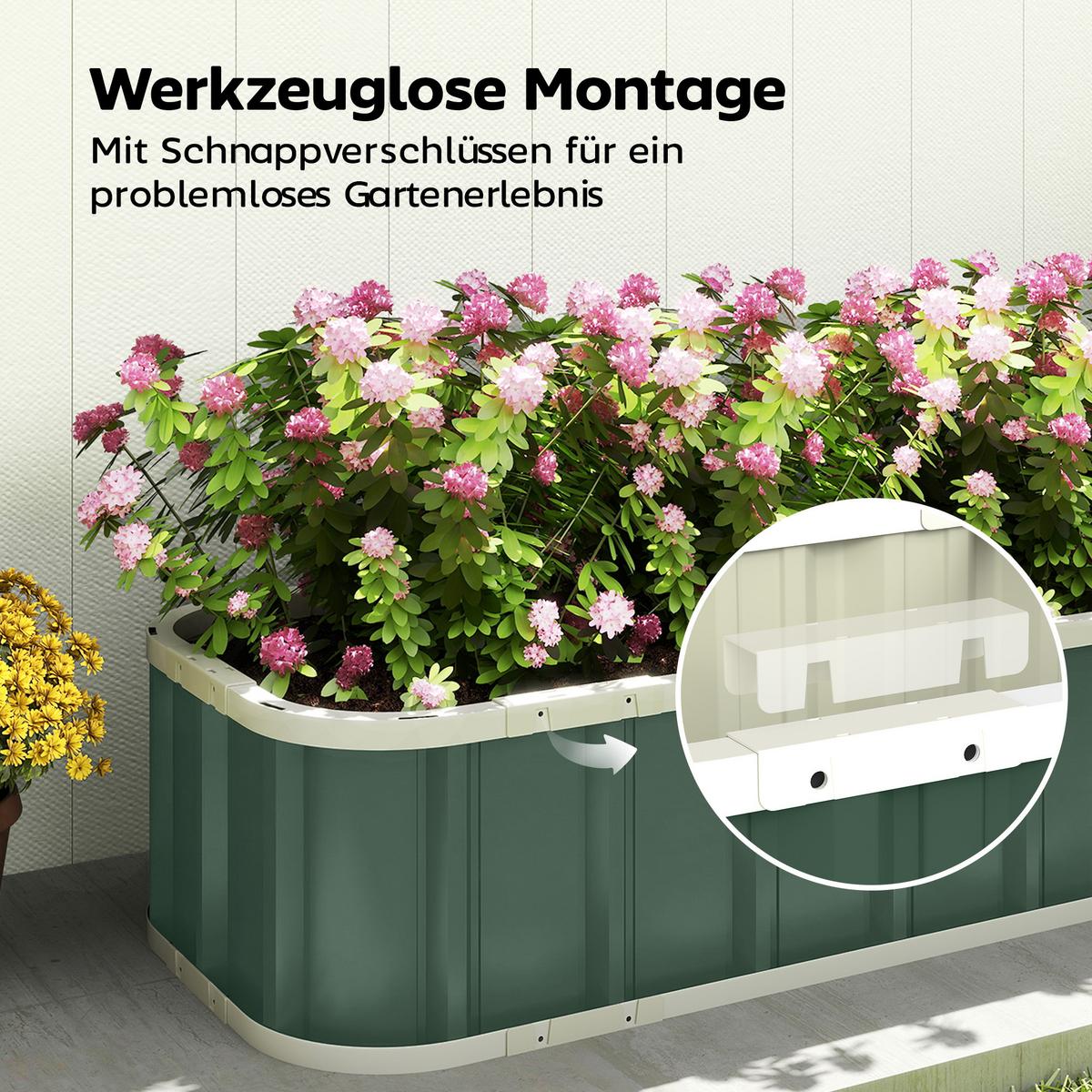 HOCHBEET Verzinkter-Stahl Kunststoff Grün 136/52/31 cm - Hellgrün, Metall (52/31/136cm) - Outsunny
