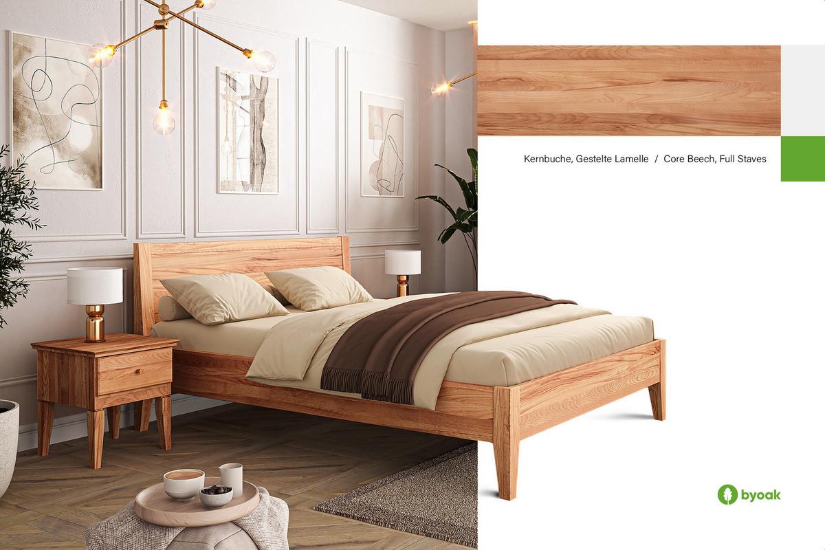 MASSIVHOLZBETT ELIAS 7 80x220 Kernbuche - Kernbuche, Holz (80/220cm) - byoak